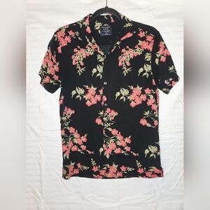 Abercrombie Fitch Shirt Mens XS Black Floral  Button Up Spring Esthetic Party